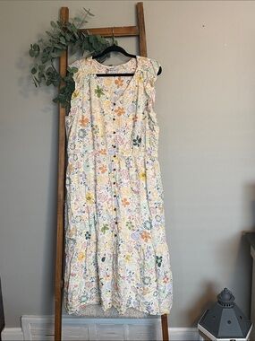 Sonoma White Floral Tiered Maxi Dress with Pastel Blooms